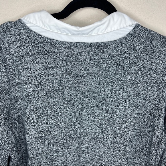 XL STUDIO WORKS GREY WHITE COLLAR ACCENT SWEATER FITTED STRETCH PREPPY ACADEMIA - Picture 4 of 9